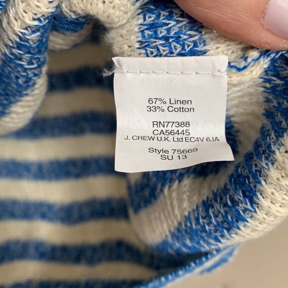 J CREW HEATHER STRIPE LINEN BLEND SWEATER BLUE SMALL - Picture 3 of 4